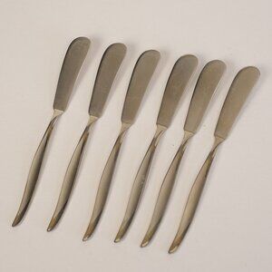 WELLING WARE Japan Flair Curved Handle Butter Knives WWA4 SS Flatware-6 Pieces